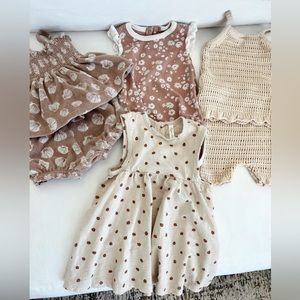 Bundle of 4 baby girl neutral outfits. 6 months